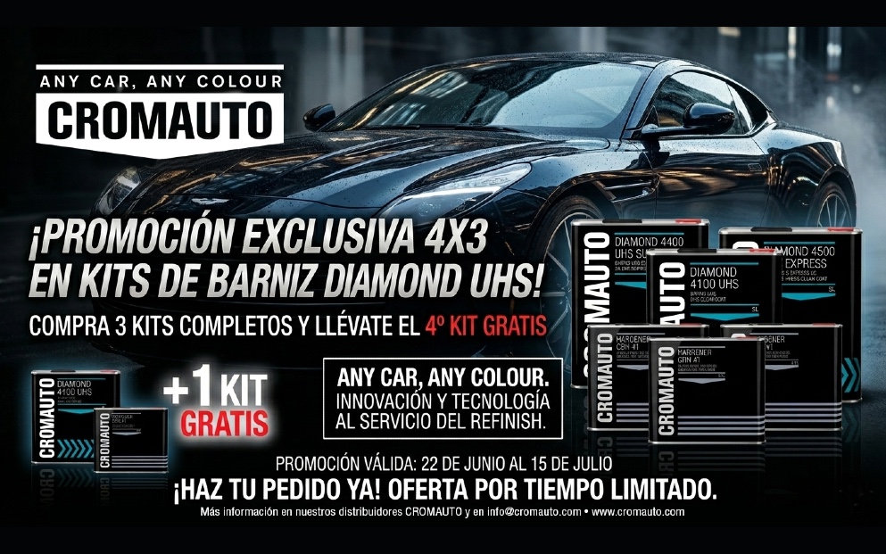 Cromauto lanza una promoción exclusiva 4x3 en su gama de barnices Diamond UHS para profesionales del refinish